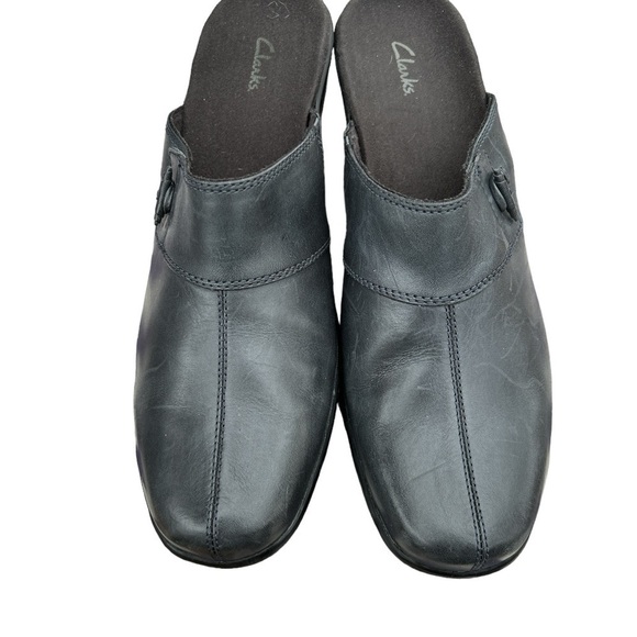 Clarks Flamingo Leather Toggle Slip On Clogs Dark Charcoal Gray Women’s Size 10M - Picture 4 of 8